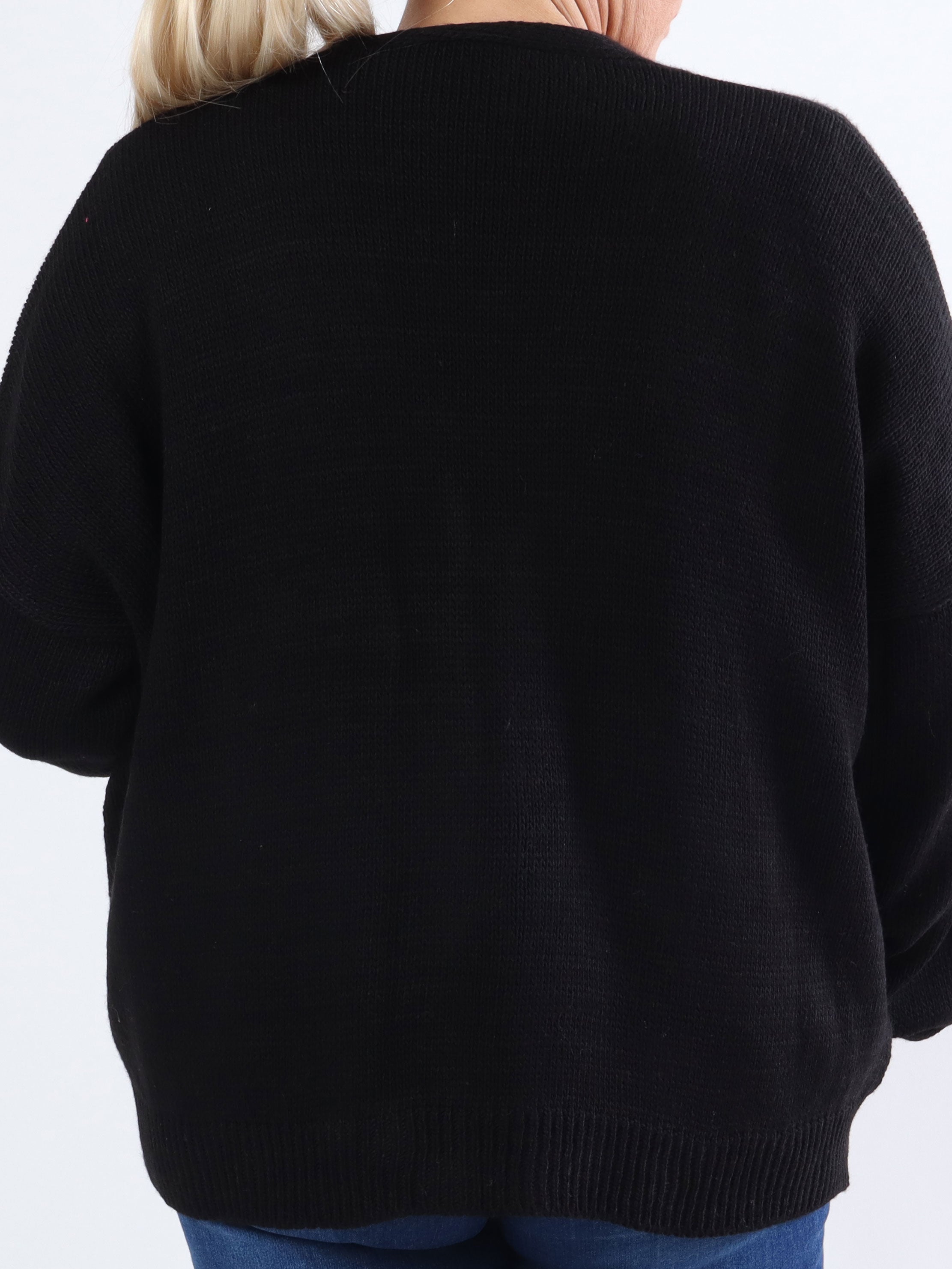 Susana - Kort plus size strikcardigan med skinnende knapper